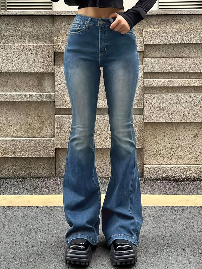 Women's High-Stretch Retro Flare Jeans.