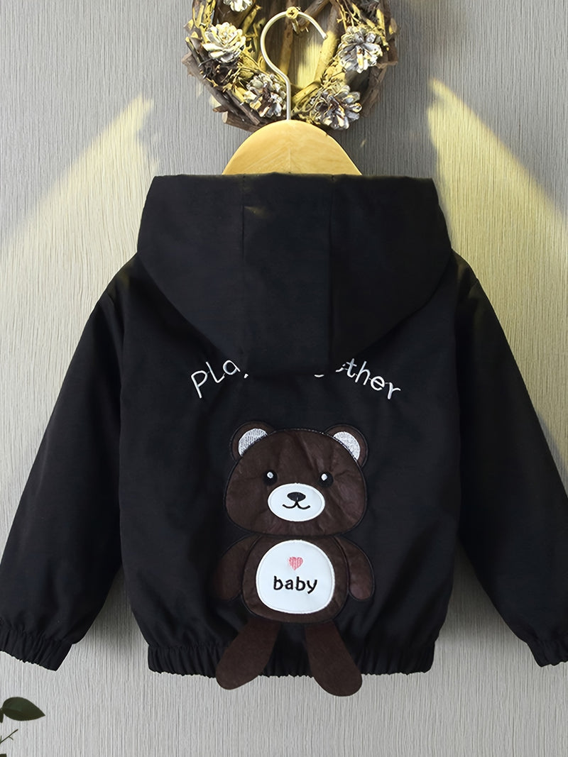 Boys Autumn Bear Jacket Lightweight Spring/Fall Outfit Stylish Hoodie Casual.