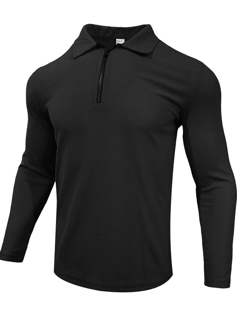 Trendy collar! Men's sports suit zipper design, preferred for daily outings.