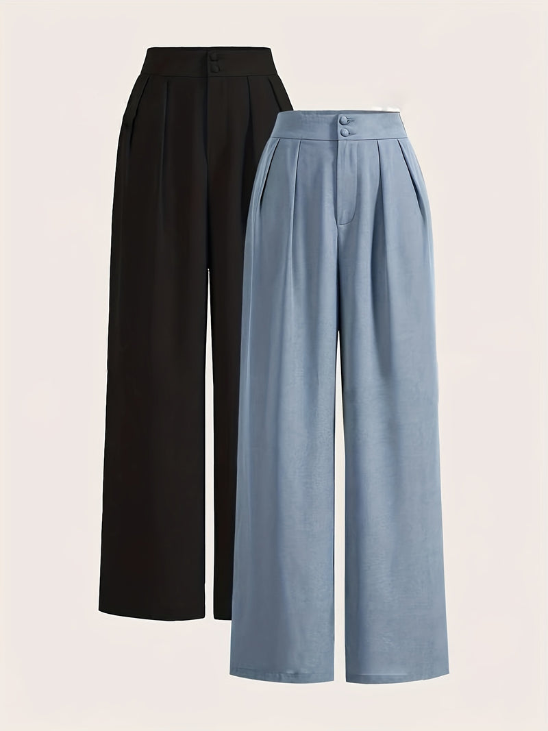 High-Waisted Wide-Leg Pants Two-Piece Set for Women.