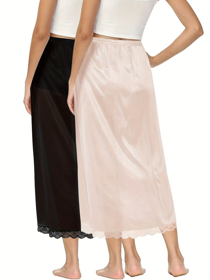 Women's Two-Piece Set Featuring an Exquisite Lace-Trimmed Skirt.