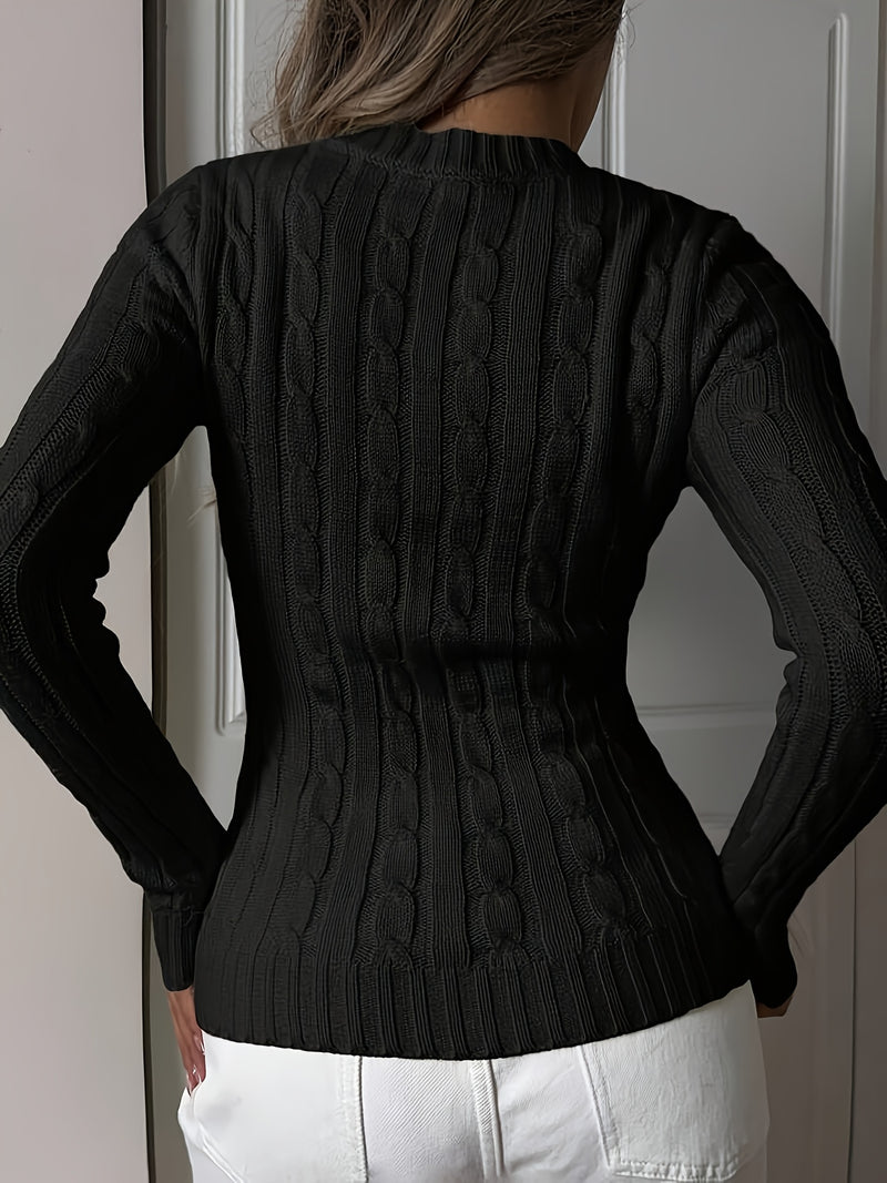 Elegant Ladies' V-neck Long Sleeve Slim Fit Cardigan.