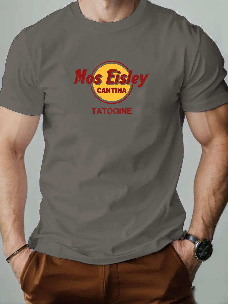 Men's Mos Eisley Cantina Logo Pattern Summer Casual Short-Sleeve T-Shirt.