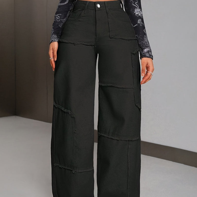 Women's Plus Size High-Waisted Wide Leg Jeans.