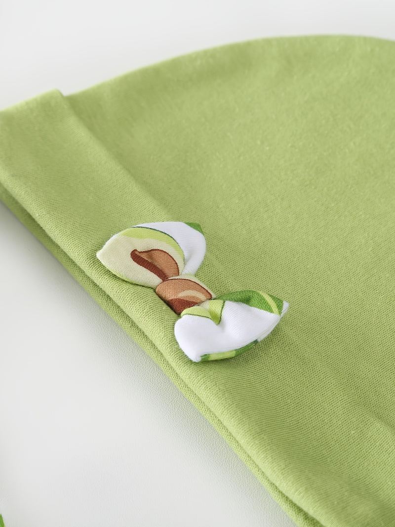 Baby Long-Sleeved Triangle Romper Pants Hat Socks Set.