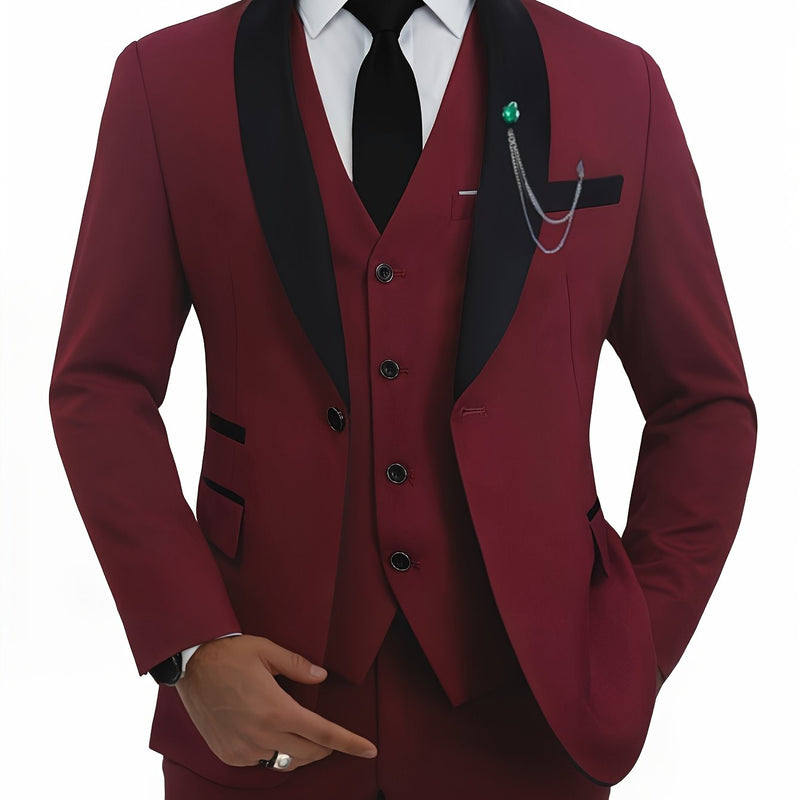 A Men'S Three-Piece Suit, Including a Blazer, Vest, And Trousers, High-Quality.