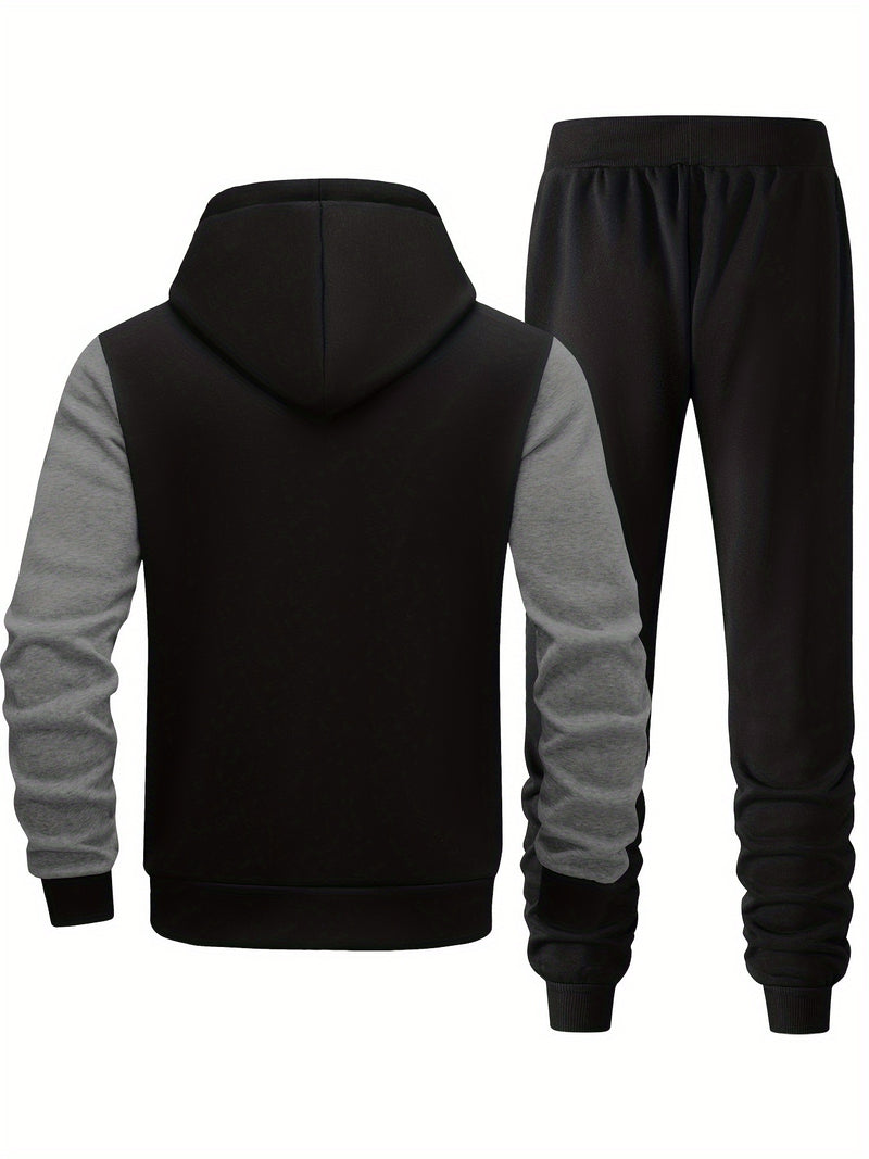 Men's Hooded Letter Print Hoodie Sports Running 2pcs Hoodie Casual Suit.