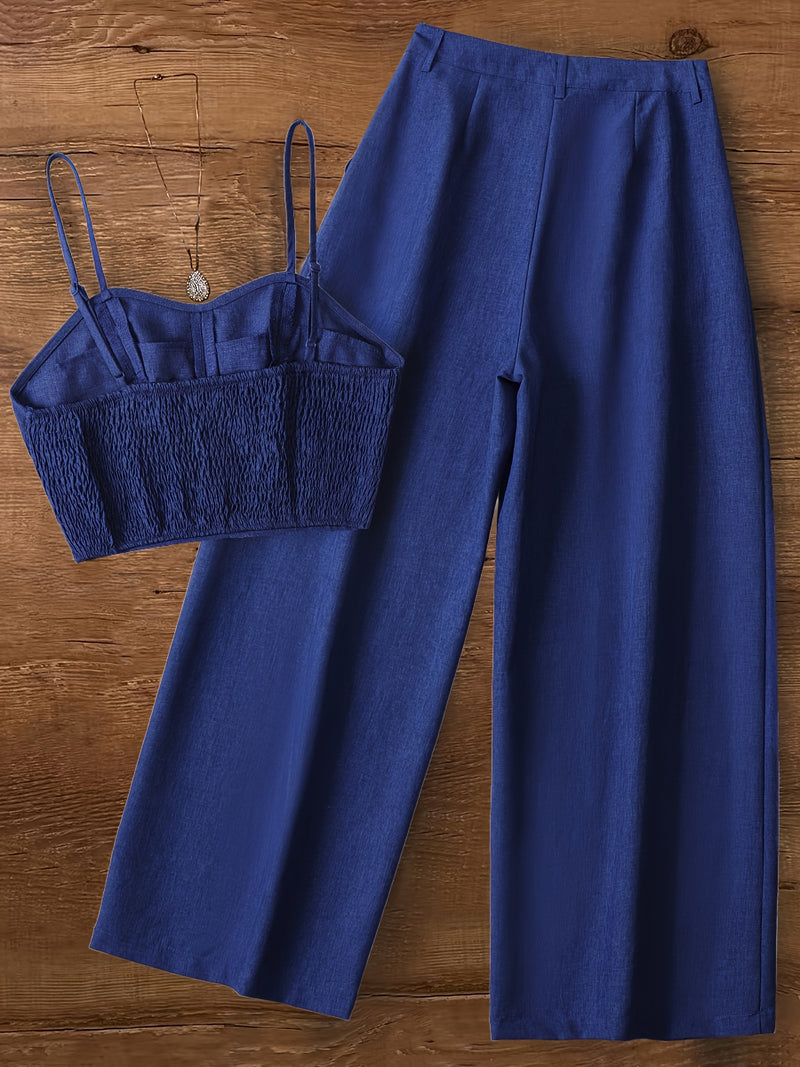 Women’s Solid Color Pants and Camisole Set.