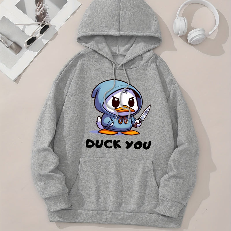 Women'S Casual Fashion Hooded Sweatshirt with Duck.