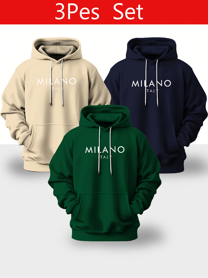 Men's Trendy Casual Three-Piece Set Fashion Hoodie.