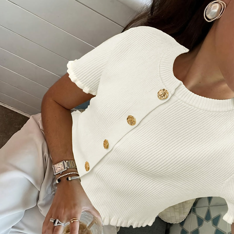 Women's Summer Button Ear Design Edge Design.