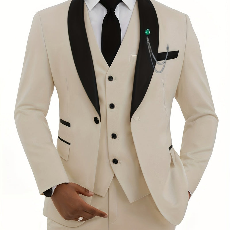 A Men'S Three-Piece Suit, Including a Blazer, Vest, And Trousers, High-Quality.
