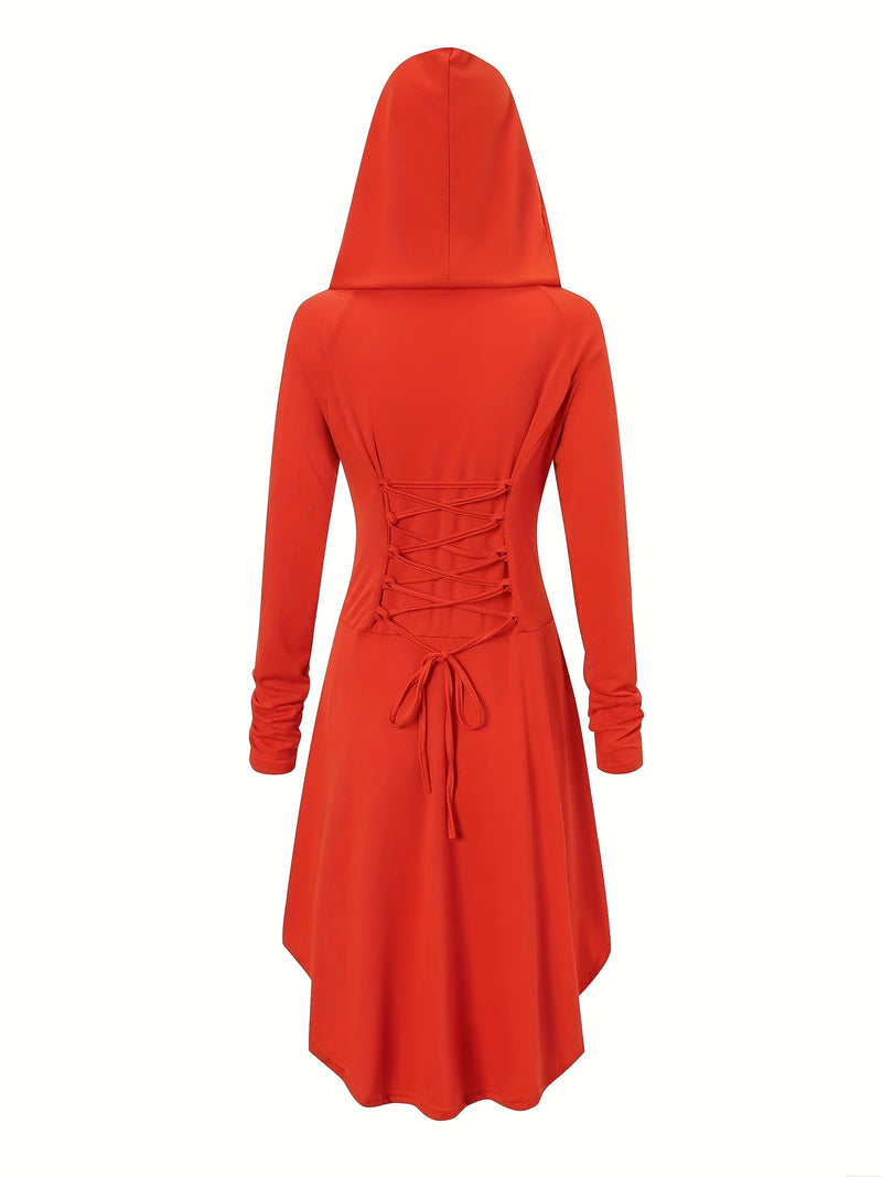 Women's Solid Color Tie-Up Asymmetrical Dress.