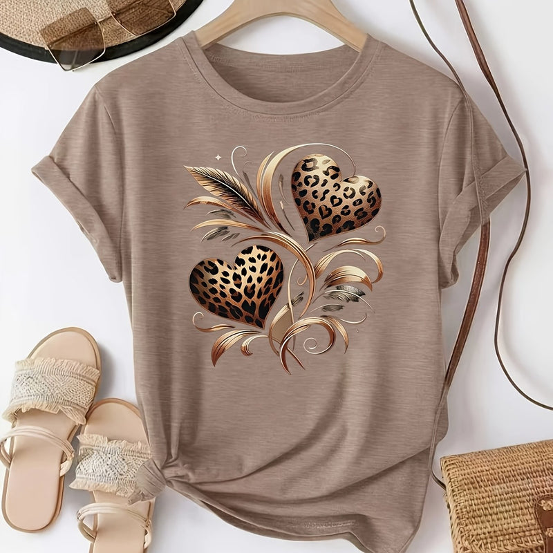 Women's Short-Sleeve Blouse - Summer Round Neck T-Shirt.