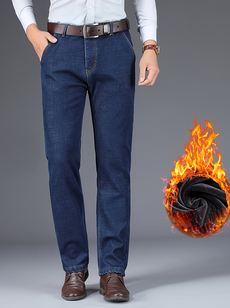 Jeans for Men's business straight stretch pants.
