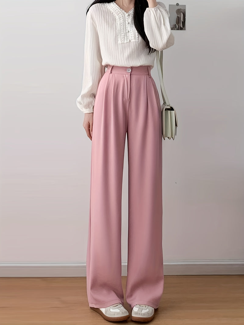 Women’s Long Tailored Trousers with a Single Button.