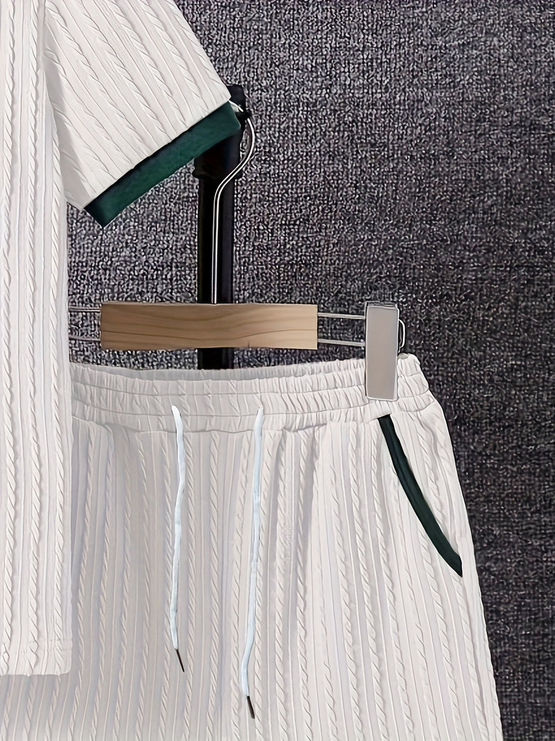 Men'S Casual Fashion Set Featuring a Top And Shorts.