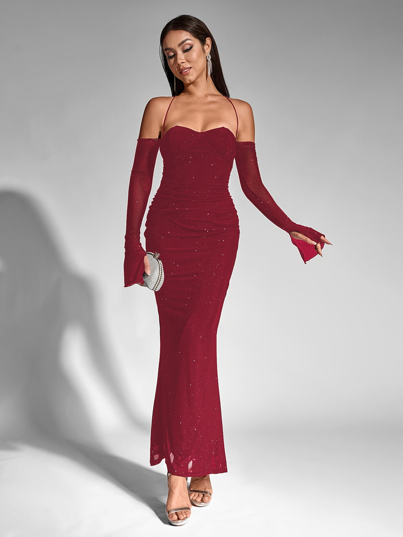 A One-Shoulder, Neck-Tie, Mermaid Hem Dress.