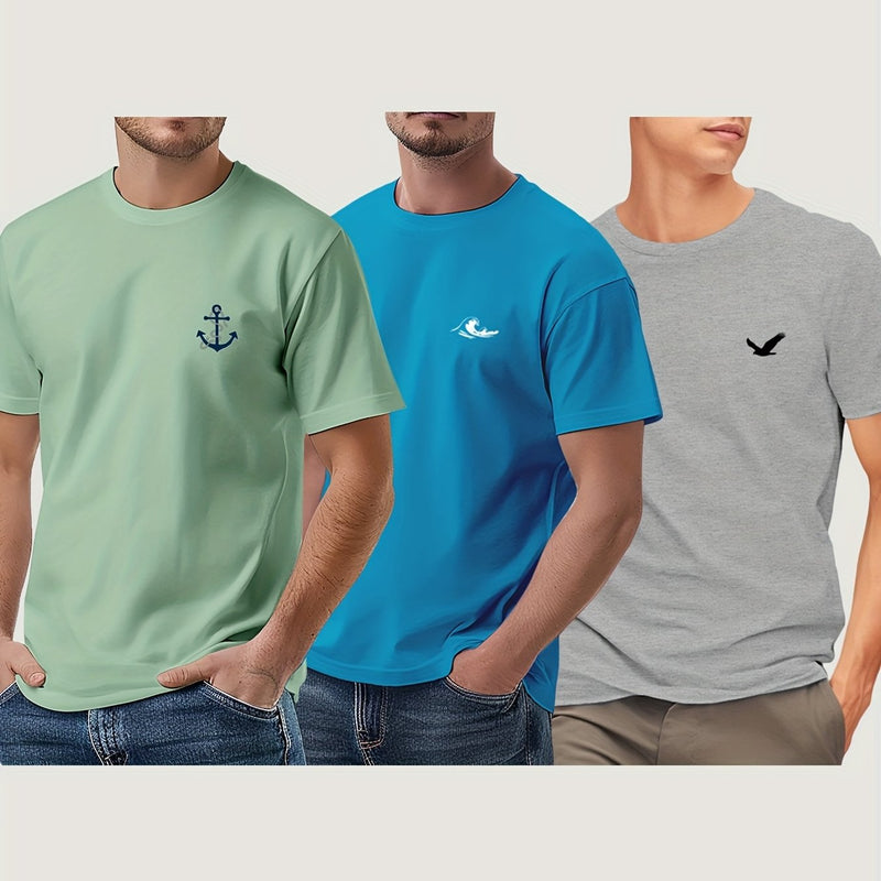 3pcs Men's Short Sleeve T-Shirts.