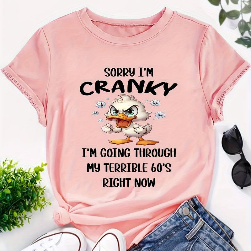 Women's Funny "Sorry I'm Grumpy, Terrible 60s" Duck T-Shirt.