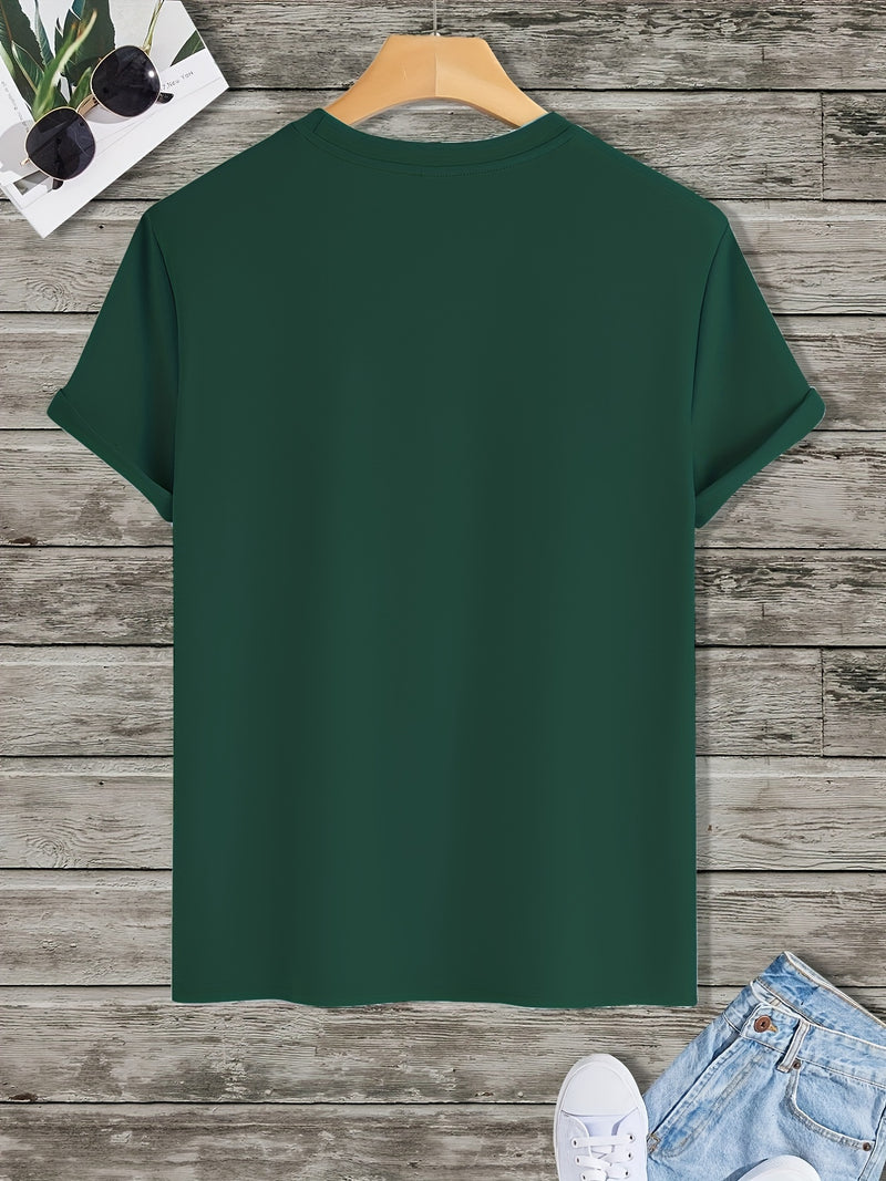 Men's Poker Card Pattern Summer Casual Crew Neck Short T-Shirt.