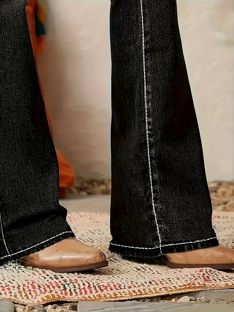 Ladies' Double-Button Casual Jeans.