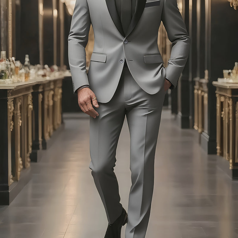 Men's 3pcs Suit with Notch Lapel, Business Formal Set, Includes Jacket.