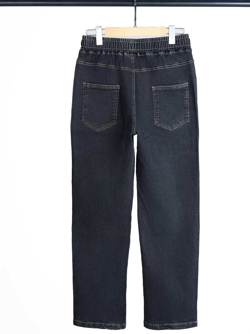 Women’s Unisex Vintage Blue Jeans, Black-Gray Long Pants.