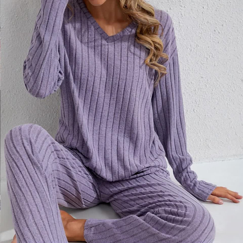 Women’s Simple Long Sleeve and Pants Solid Color Comfortable Fashion.