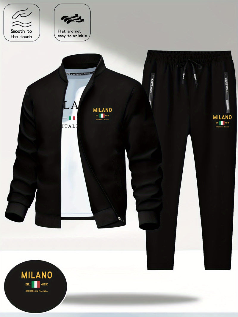 Men's Two-Piece Round Neck Jacket and Pants.