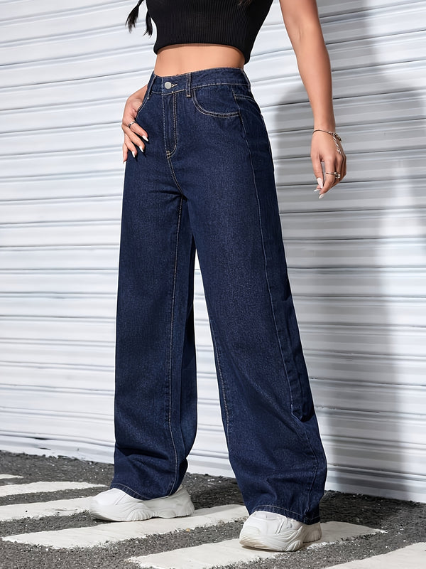 Women’s Classic High-End Solid Color Straight-Leg Jeans.