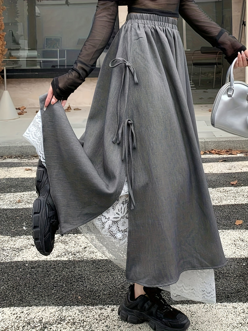 Women's Elegant High-Waisted Long Flared Skirt.
