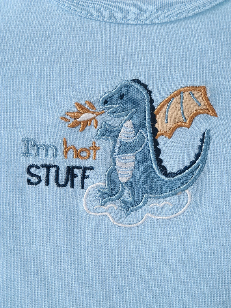 3pcs Newborn Baby Dinosaur Embroidered Bodysuits.