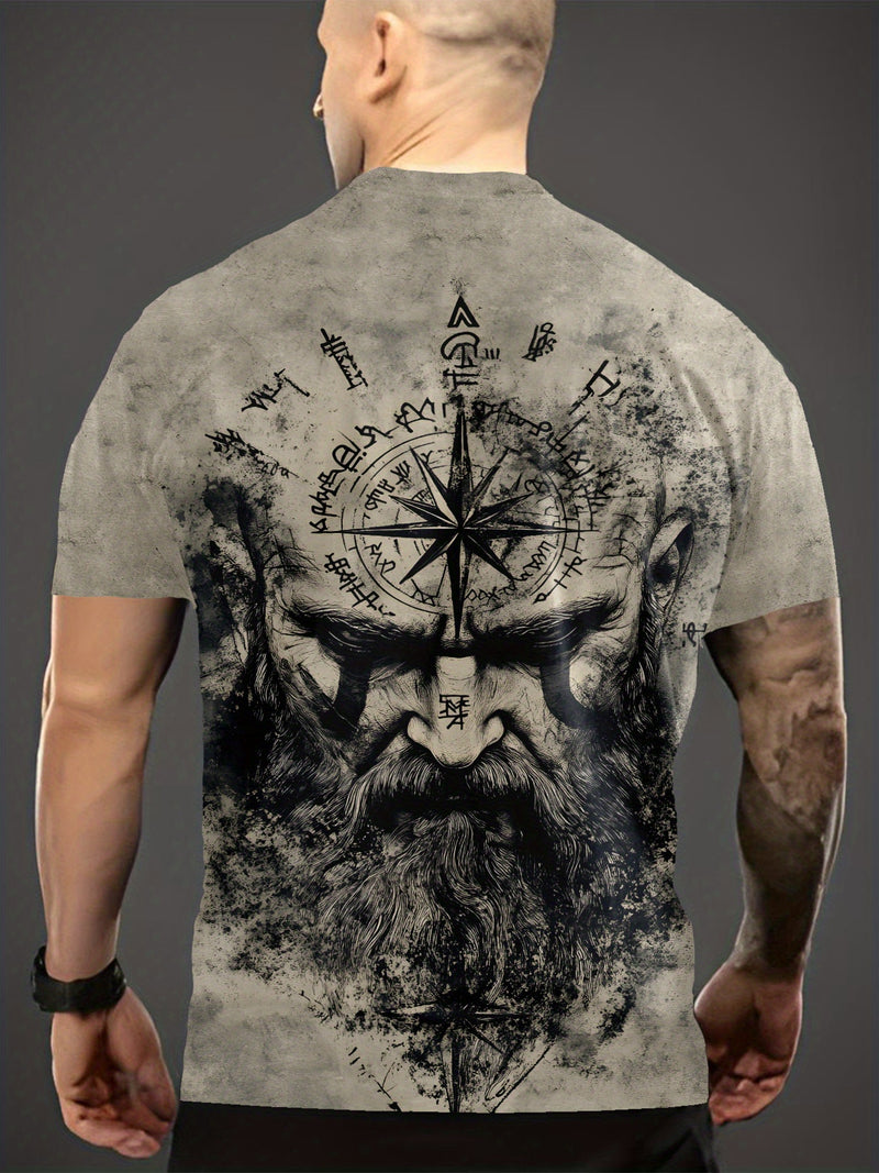 Summer Men's Wandering  Digital Printed Pattern T-shirt.