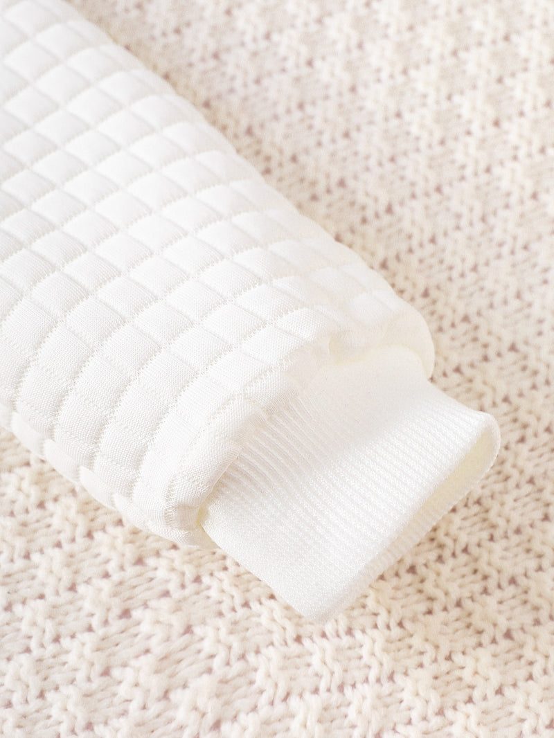 3pcs Set Boys Long Sleeve Sweatshirt, Textured Bubble Plaid Sweatshirt.