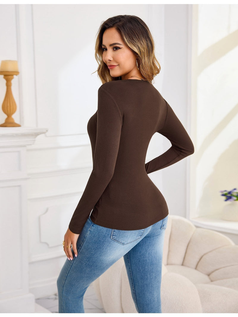 2 Packs Women's Elegant Long Sleeve Cotton Tops.
