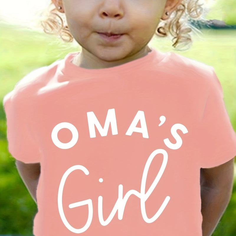 OMA's GIRL Print Tee Girls' Casual & Trendy Crew Neck Short Sleeve.