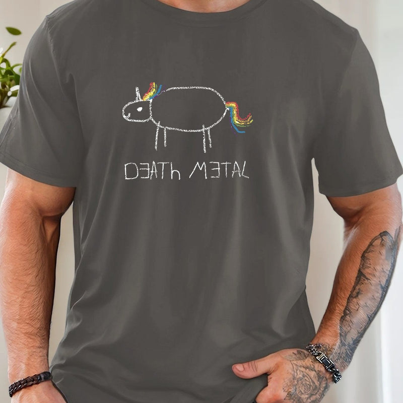 Men's Short-Sleeve T-Shirt with a Unicorn Pattern for Summer Casual Wear.