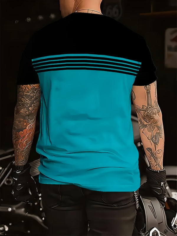 3pcs Men's Striped Short Sleeve T-Shirts.