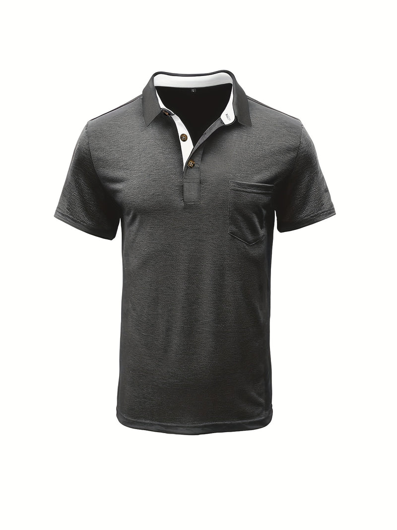 Men's Plaid Collar Pocket T-shirt.