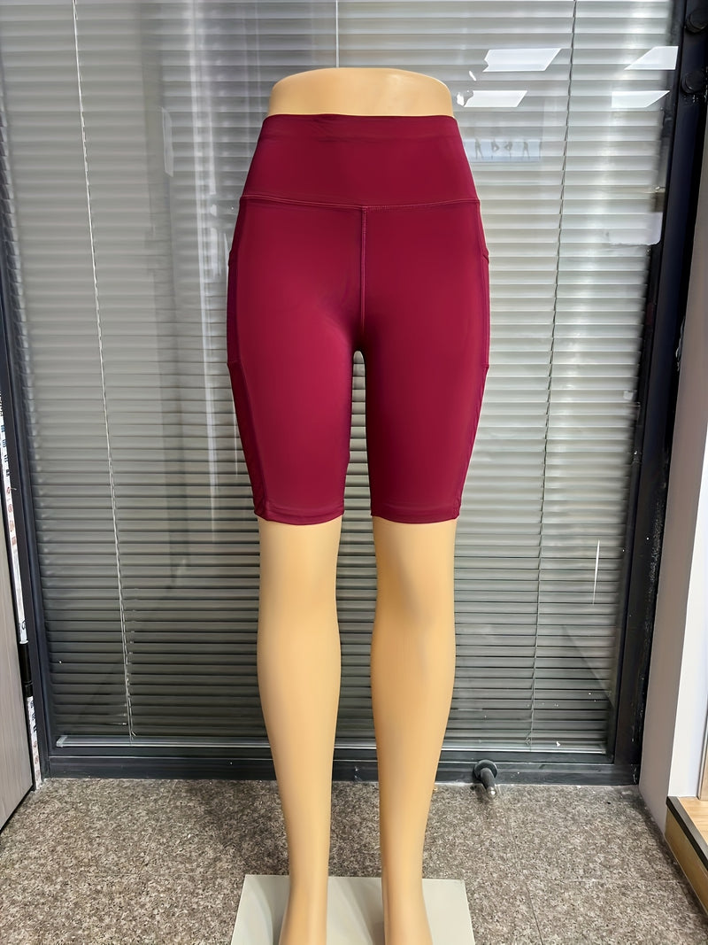 Women'S High-Waisted Mesh Cycling Shorts with Pockets for Outdoor Sports.