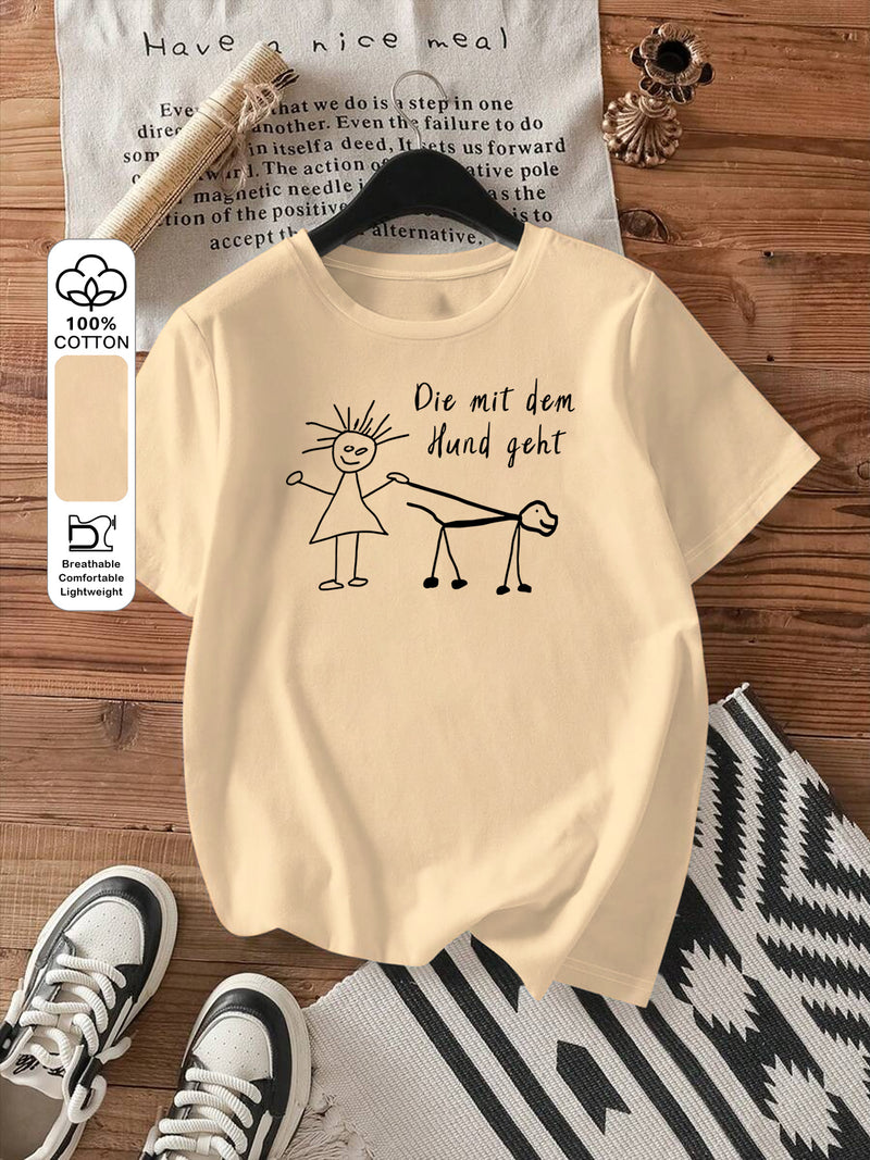 Women's Fashion Printed Round Neck Short Sleeve T-Shirt.