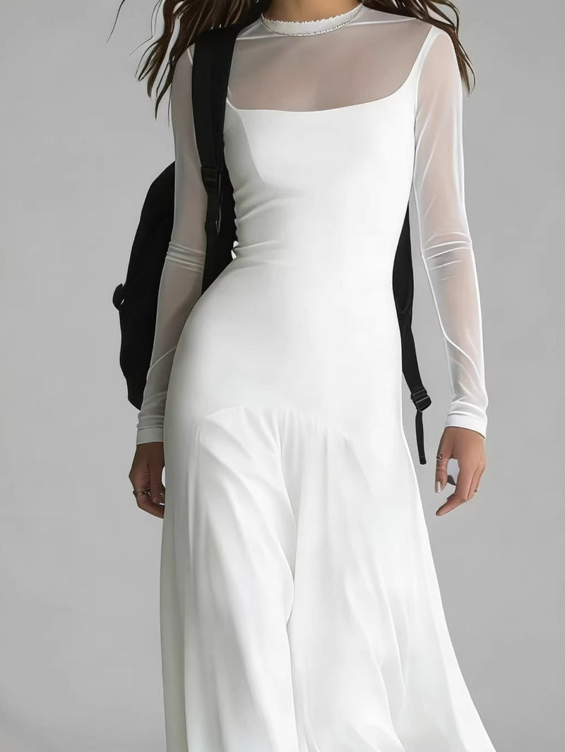 Women’s Elegant Chiffon Dress | Long, High-End Mesh.