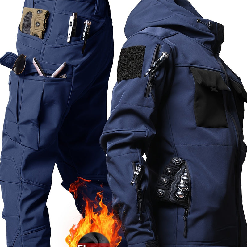 Autumn and Winter Men's  Fleece-Lined Two-Piece Set.