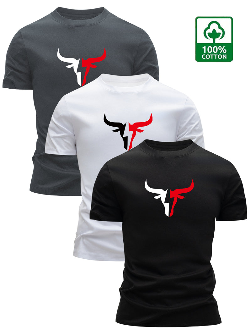 3pcs Men’s T-shirt Cotton New Fashionable Summer Essential Top.