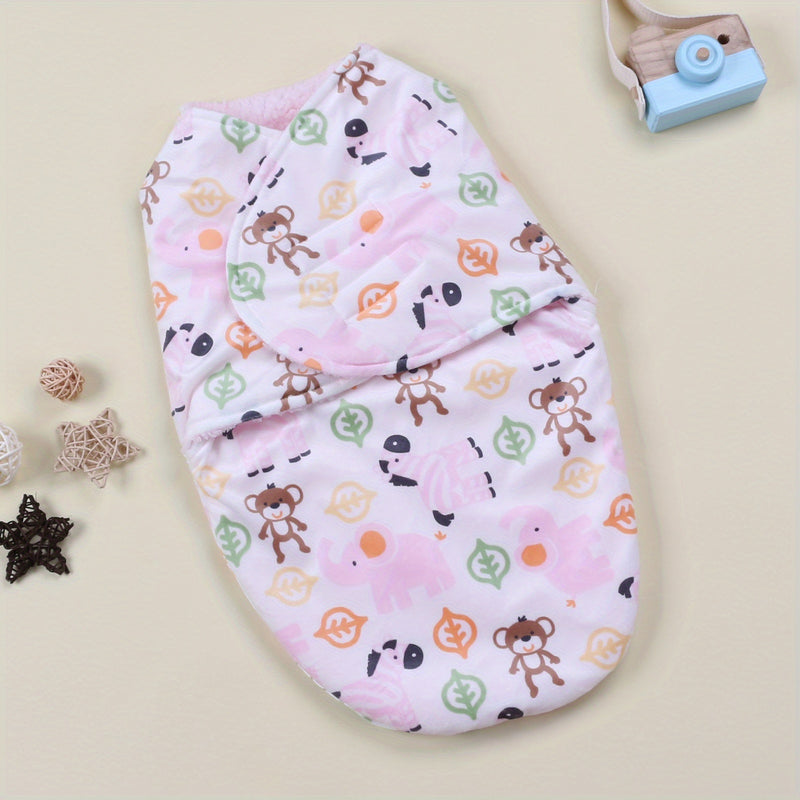A Single-Pack Baby Swaddle Blanket with Cartoon Prints.