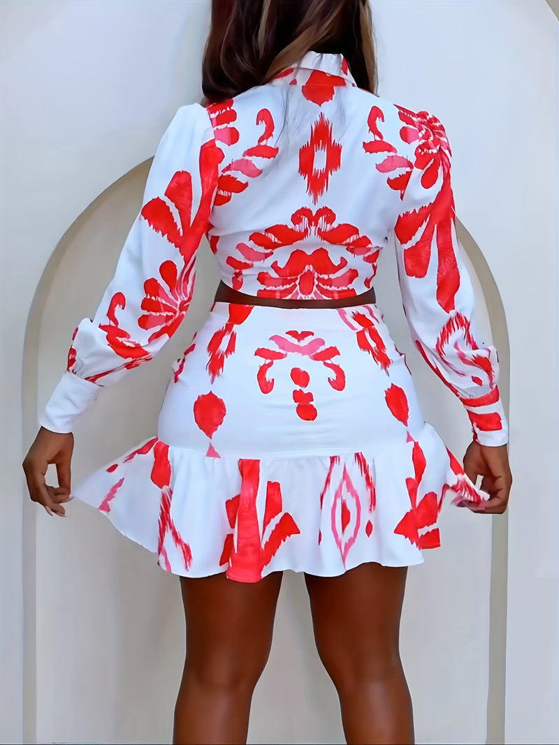 Elegant Floral Two-Piece Set for Women.
