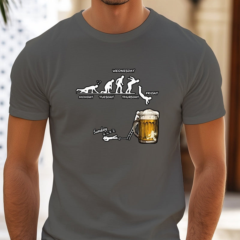 Men'S Creative Beer Illustration Casual Streetwear T-Shirt.