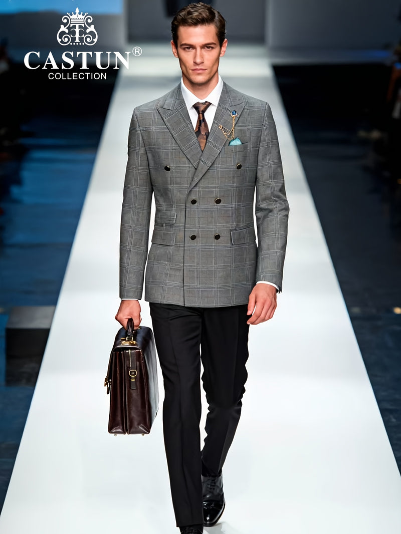 A 2pcs Slim-Fit Suit Set for Men, Suitable for Light Business.