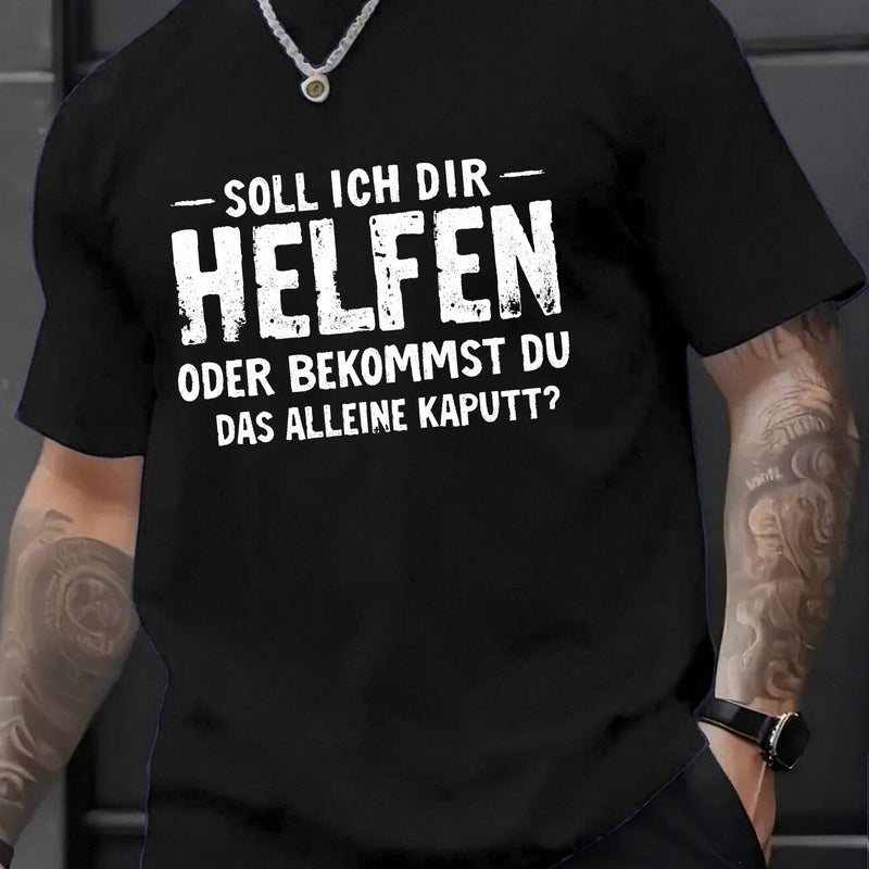 Men's Funny German Text Print T-Shirt.